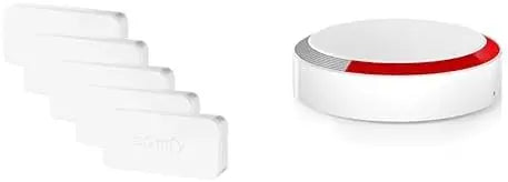 Somfy Pack de 5 IntelliTAG Somfy - Détecteurs Auto-protégés de Vibration et d'Ouverture & Sirène Extérieure – rouge/gris/blanc