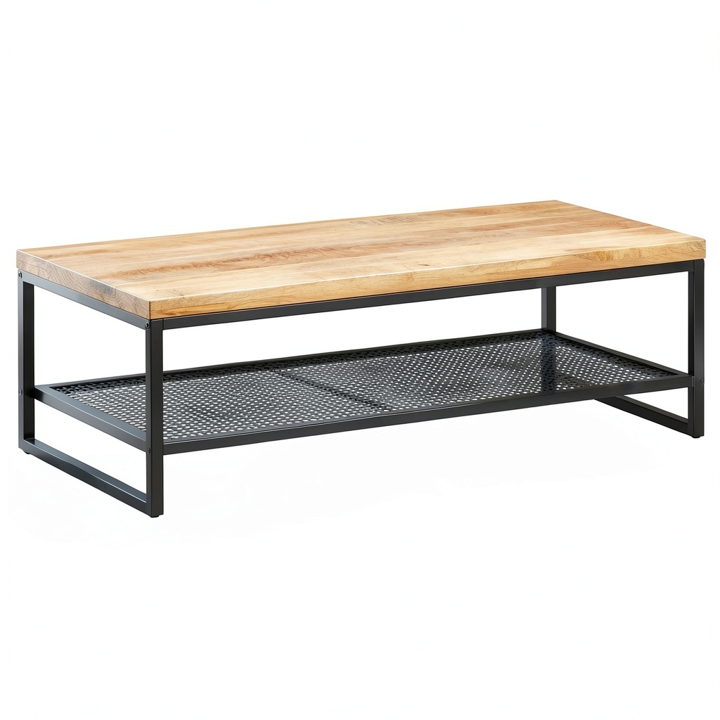 Table basse, 110 x 55 x 35 cm, coloris noir et marron, pour le salon