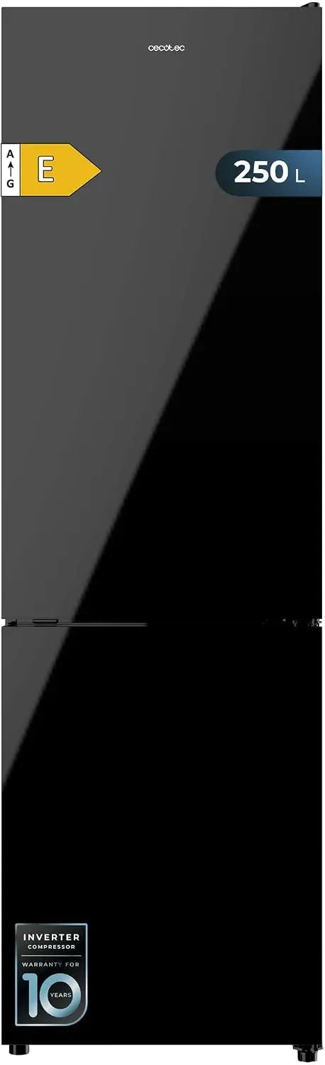 Cecotec Réfrigérateur combiné Bolero CoolMarket Combi 250 noir Glass E. Réfrigérateur noir – 250 L