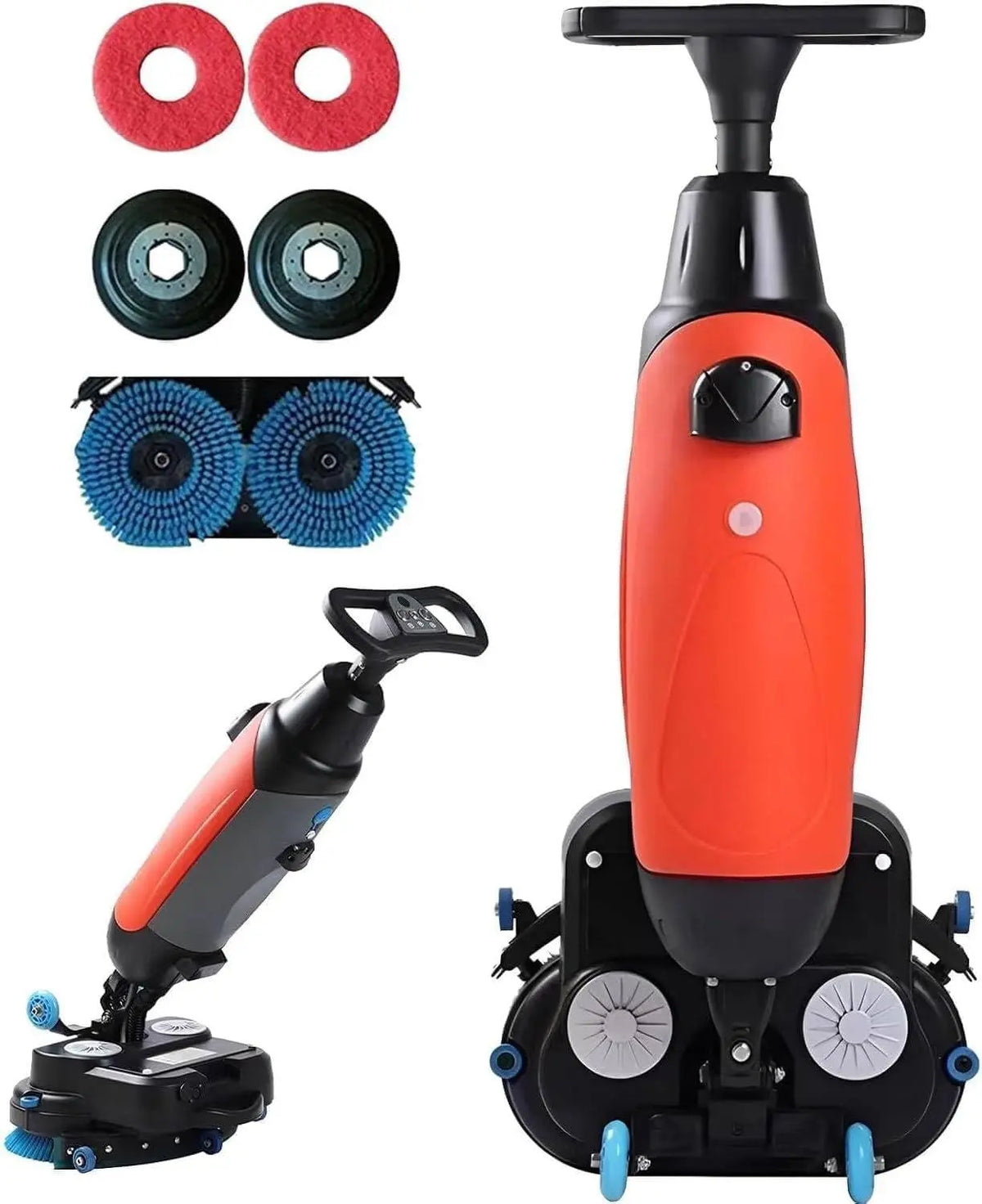 Autolaveuse professionnelle 3 en 1 électrique manuelle avec laveuse et sécheuse intégrées. Largeur : 43 – 250 W, 4,5 L / 7,5 L, 10,5 Ah, rouge