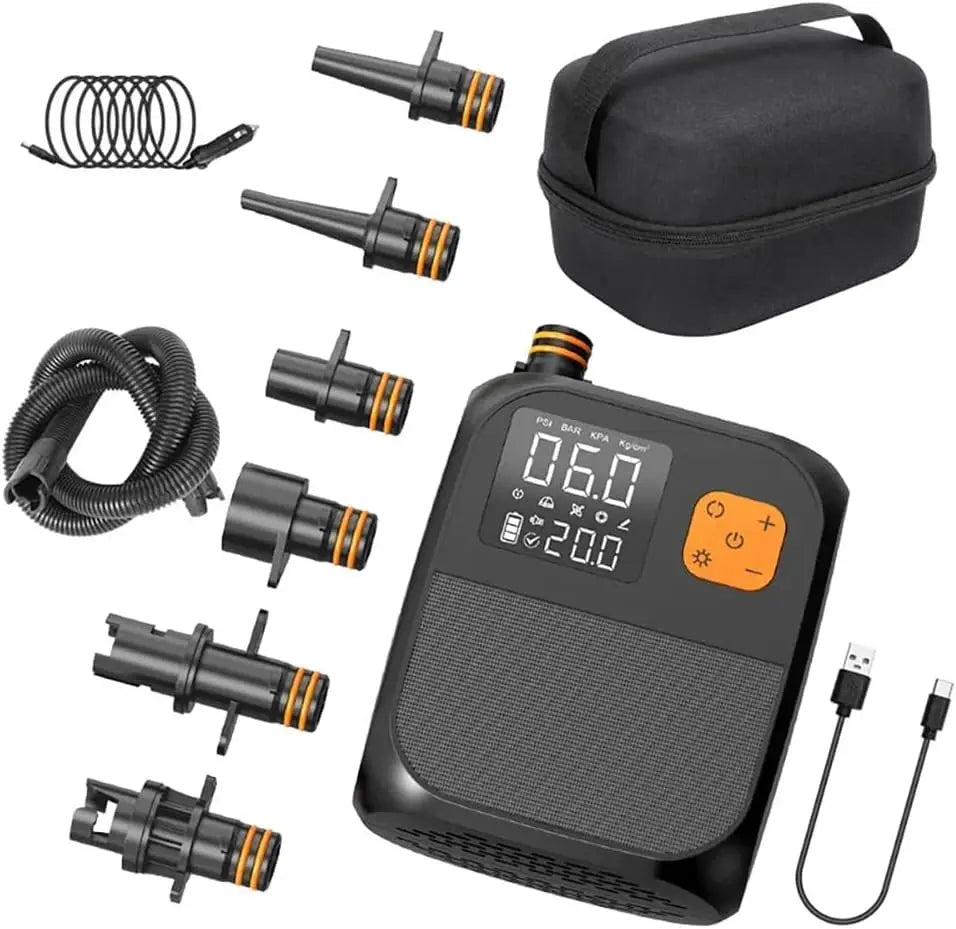 Pompe électrique pour planche à pagaie – 80 W, 120 l/min, 8000 mAh, gris/noir