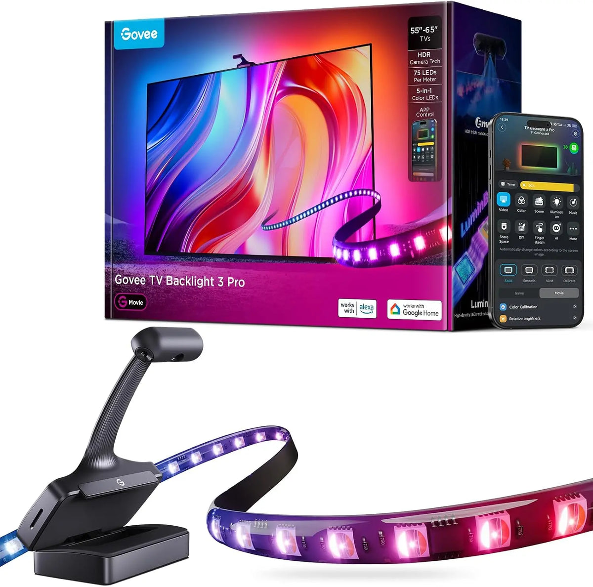 Govee Rétroéclairage téléviseur 3 Pro Triple Caméra HDR – noir