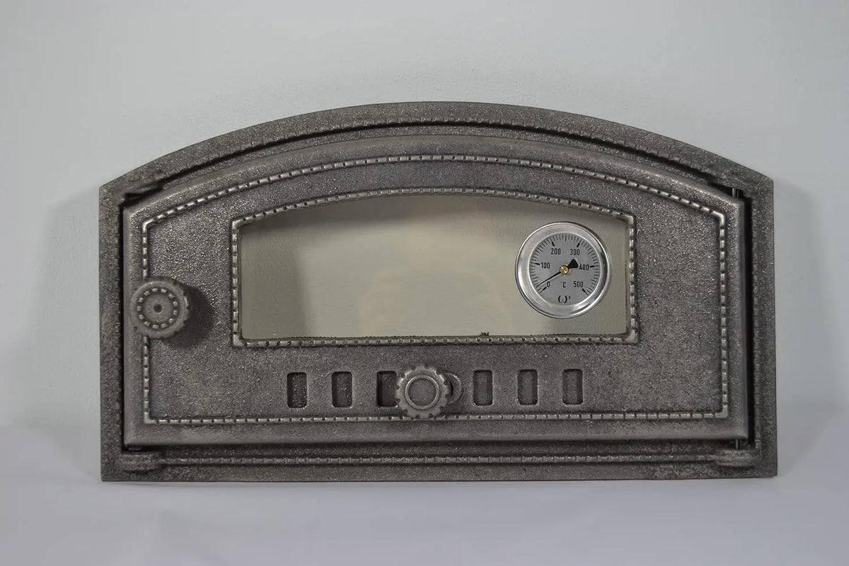 SEZAM Porte de four en fonte avec thermomètre 500 °C – 48,5 x 6,5 x 27,5 cm, gris