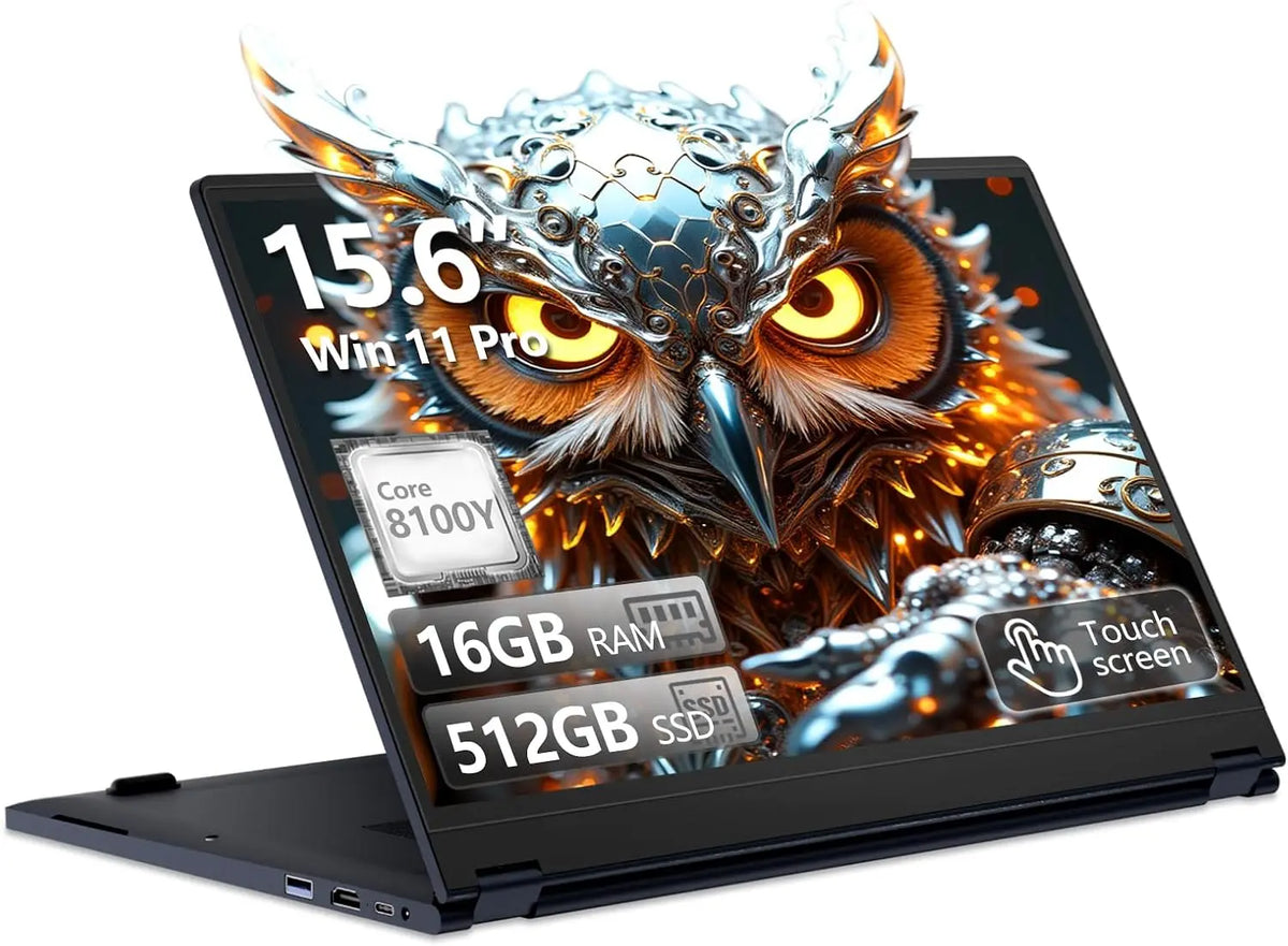 15,6 Pouces Ordinateur portable 2 en 1 Écran Tactile avec Core i3 8100Y Processeur – 5000 mAh, 38 Wh, 3,4 GHz, 16 Go / 512 Go, noir