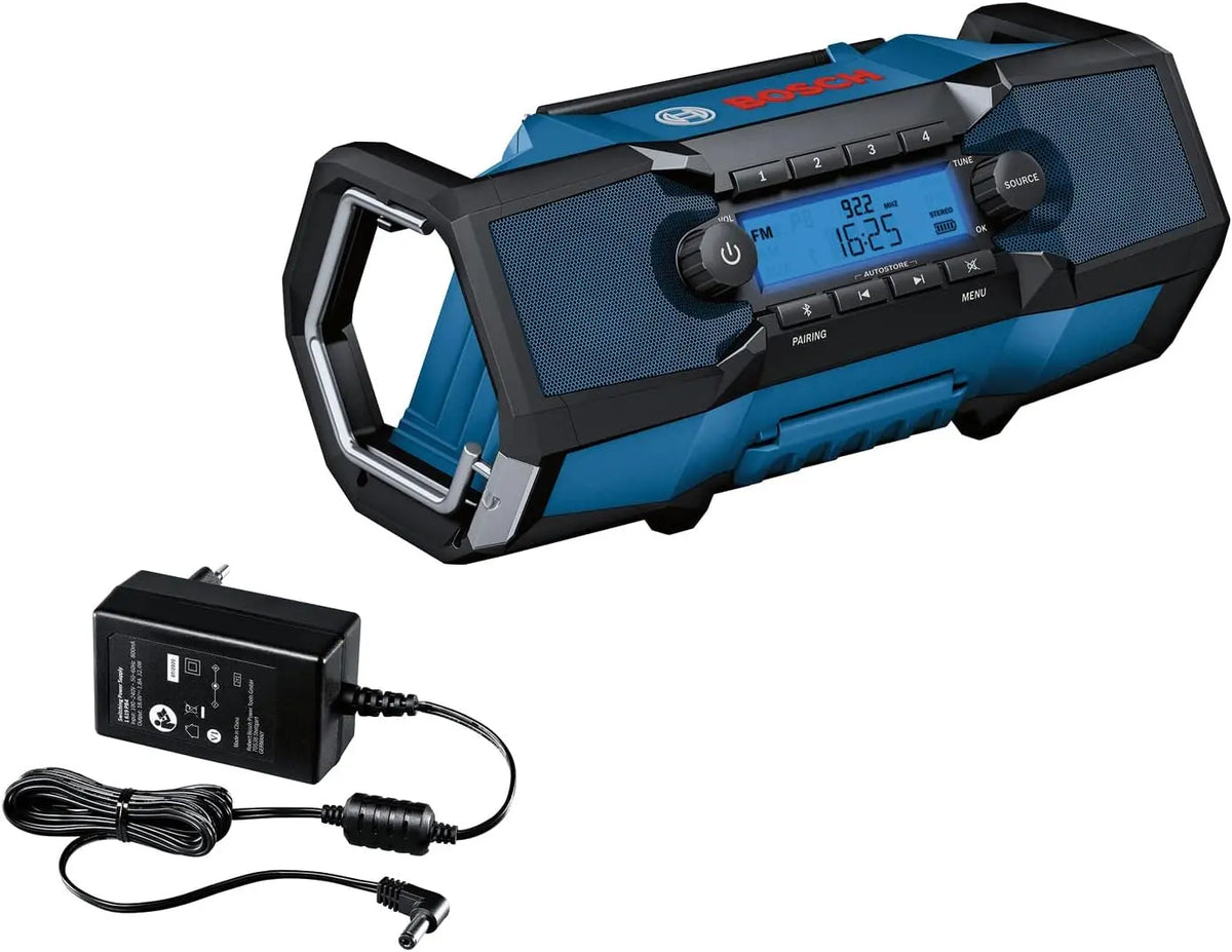 Bosch Professional 18V système radio de chantier sans-fil GPB 18V-2 C réception via Bluetooth – bleu/gris/noir